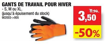 Promotions Gants de travail pour hiver - Produit maison - Hubo  - Valide de 11/01/2023 à 22/01/2023 chez Hubo