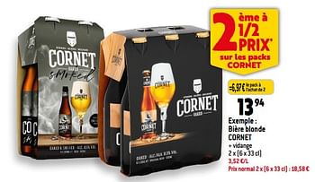 Promotions Bière blonde cornet - Cornet  - Valide de 11/01/2023 à 17/01/2023 chez Match