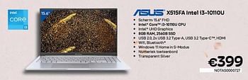 Promoties Asus x515fa intel i3-10110u - Asus - Geldig van 03/01/2023 tot 31/01/2023 bij Compudeals