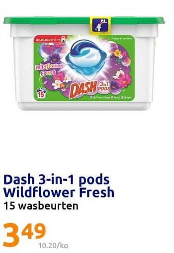 Promoties Dash 3-in-1 pods wildflower fresh - Dash - Geldig van 11/01/2023 tot 17/01/2023 bij Action