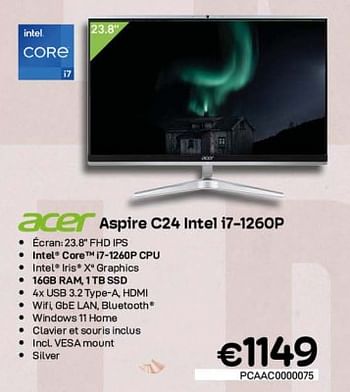 Promotions Acer aspire c24 intel i7-1260p - Acer - Valide de 03/01/2023 à 31/01/2023 chez Compudeals