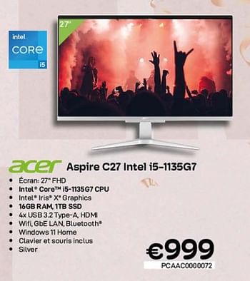 Promotions Acer aspire c27 intel i5-1135g7 - Acer - Valide de 03/01/2023 à 31/01/2023 chez Compudeals