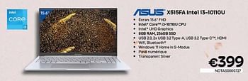 Promotions Asus x515fa intel i3-10110u - Asus - Valide de 03/01/2023 à 31/01/2023 chez Compudeals