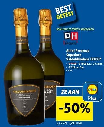 Promoties Allini prosecco superiore valdobbiadene docg - Schuimwijnen - Geldig van 23/01/2023 tot 28/01/2023 bij Lidl