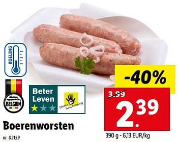 Promoties Boerenworsten - Huismerk - Lidl - Geldig van 23/01/2023 tot 28/01/2023 bij Lidl