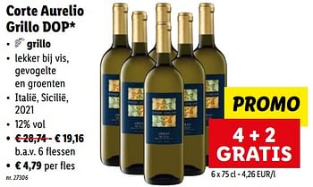 Promoties Corte aurelio grillo dop - Witte wijnen - Geldig van 23/01/2023 tot 28/01/2023 bij Lidl