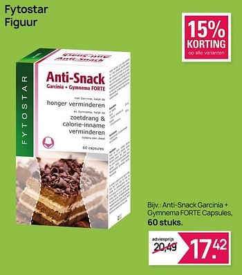 Promoties Anti-snackgarcinia+ gymnema forte capsules - Fytostar - Geldig van 11/01/2023 tot 28/01/2023 bij De Online Drogist