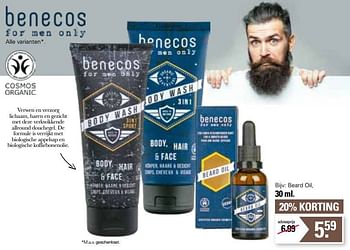 Promoties Beard oil - Benecos - Geldig van 11/01/2023 tot 28/01/2023 bij De Online Drogist