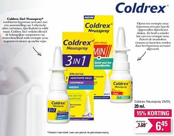 Promoties Coldrex neusspray 2min - Hot Coldrex - Geldig van 11/01/2023 tot 28/01/2023 bij De Online Drogist