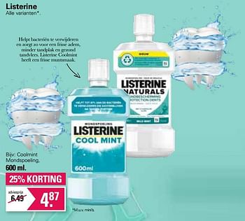 Promoties Coolmint mondspoeling - Listerine - Geldig van 11/01/2023 tot 28/01/2023 bij De Online Drogist