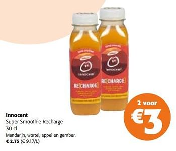 Promoties Innocent sper smoothie recharge - Innocent - Geldig van 11/01/2023 tot 24/01/2023 bij Colruyt