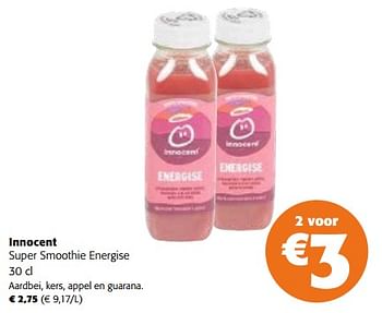 Promoties Innocent super smoothie energise - Innocent - Geldig van 11/01/2023 tot 24/01/2023 bij Colruyt