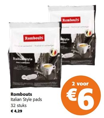 Promoties Rombouts italian style pads - Rombouts - Geldig van 11/01/2023 tot 24/01/2023 bij Colruyt