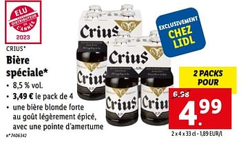 Promotions Bière spéciale - Crius - Valide de 23/01/2023 à 28/01/2023 chez Lidl