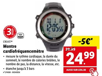 Promotions Crivit montre cardiofréquencemètre - Crivit - Valide de 23/01/2023 à 28/01/2023 chez Lidl