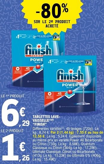 Finish Tablettes lave-vaisselle finish - En promotion chez E.Leclerc