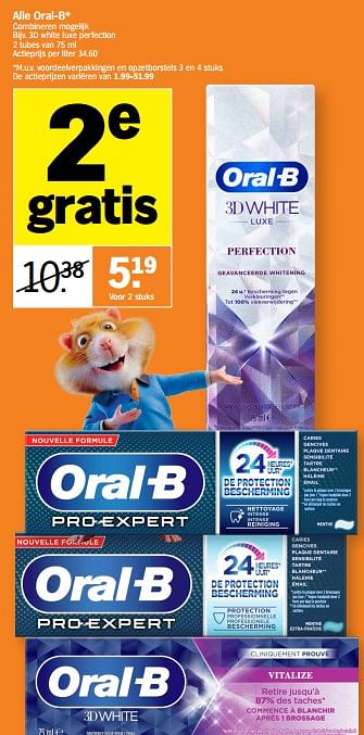 Promoties 3d white luxe perfection - Oral-B - Geldig van 16/01/2023 tot 22/01/2023 bij Albert Heijn