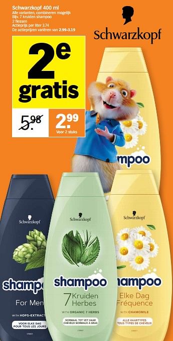 Promoties 7 kruiden shampoo - Schwarzkopf - Geldig van 16/01/2023 tot 22/01/2023 bij Albert Heijn