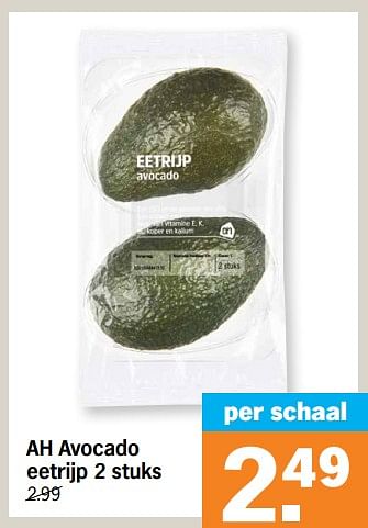 Promoties Ah avocado eetrijp - Huismerk - Albert Heijn - Geldig van 16/01/2023 tot 22/01/2023 bij Albert Heijn