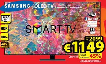 Promoties Samsung qled tv qe65q80b - Samsung - Geldig van 18/01/2023 tot 25/01/2023 bij ElectroStock