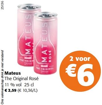 Promoties Mateus the original rosé - Rosé wijnen - Geldig van 11/01/2023 tot 23/01/2023 bij Colruyt