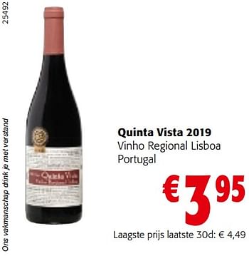 Promoties Quinta vista 2019 vinho regional lisboa portugal - Rode wijnen - Geldig van 11/01/2023 tot 23/01/2023 bij Colruyt