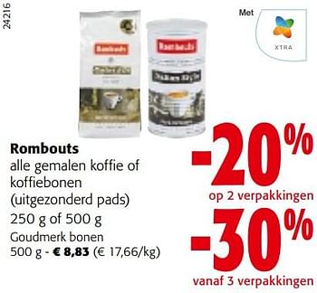 Promoties Rombouts goudmerk bonen - Rombouts - Geldig van 11/01/2023 tot 23/01/2023 bij Colruyt