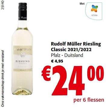 Promoties Rudolf müller riesling classic 2021-2022 pfalz - duitsland - Witte wijnen - Geldig van 11/01/2023 tot 23/01/2023 bij Colruyt