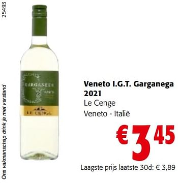 Promoties Veneto i.g.t. garganega 2021 le cenge veneto - italië - Witte wijnen - Geldig van 11/01/2023 tot 23/01/2023 bij Colruyt