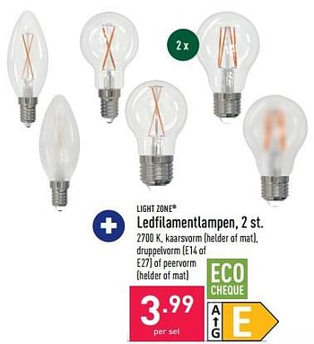 Promotions Ledfilamentlampen - Lightzone - Valide de 28/01/2023 à 03/02/2023 chez Aldi