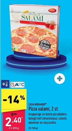 Promoties Pizza salami - CASA MORANDO  - Geldig van 23/01/2023 tot 03/02/2023 bij Aldi