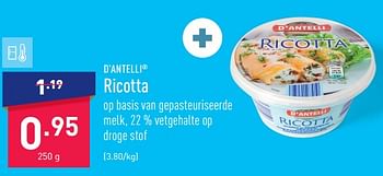 Promoties Ricotta - D'Antelli - Geldig van 23/01/2023 tot 03/02/2023 bij Aldi