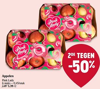 Promoties Appelen pink lady - Huismerk - Delhaize - Geldig van 19/01/2023 tot 25/01/2023 bij Delhaize