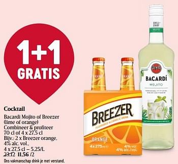 Promoties Breezer orange - Bacardi - Geldig van 19/01/2023 tot 25/01/2023 bij Delhaize