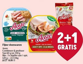 Promoties Fijne vleeswaren aoste kipfilet aan ‘t spit - Aoste - Geldig van 19/01/2023 tot 25/01/2023 bij Delhaize