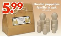 Houten poppetjes familie in zak-Huismerk - Wibra