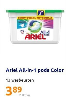 Promoties Ariel all-in-1 pods color - Ariel - Geldig van 18/01/2023 tot 24/01/2023 bij Action