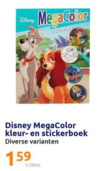Promoties Disney megacolor kleur- en stickerboek - Disney - Geldig van 18/01/2023 tot 24/01/2023 bij Action