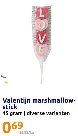 Promoties Valentijn marshmallow- stick - Huismerk - Action - Geldig van 18/01/2023 tot 24/01/2023 bij Action