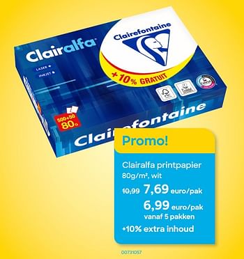 Promoties Clairalfa printpapier - Clairefontaine - Geldig van 19/01/2023 tot 28/02/2023 bij Ava