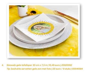 Promotions Sizoweb gele tafelloper - Produit Maison - Ava - Valide de 19/01/2023 à 30/06/2023 chez Ava