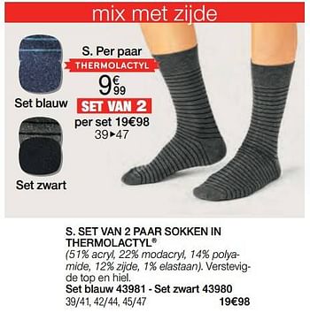 Promoties Set van 2 paar sokken in thermolactyl - Huismerk - Damart - Geldig van 01/02/2023 tot 15/06/2023 bij Damart