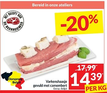 Promoties Varkenshaasje gevuld met camembert - Huismerk - Intermarche - Geldig van 24/01/2023 tot 29/01/2023 bij Intermarche