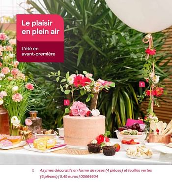 Promotions Azymes décoratifs en forme de roses et feuilles vertes - Produit Maison - Ava - Valide de 19/01/2023 à 30/06/2023 chez Ava