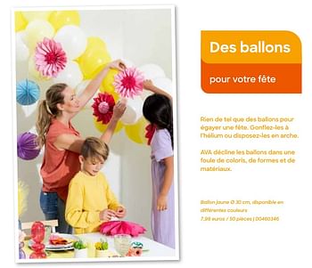 Promotions Ballon jaune - Produit Maison - Ava - Valide de 19/01/2023 à 30/06/2023 chez Ava