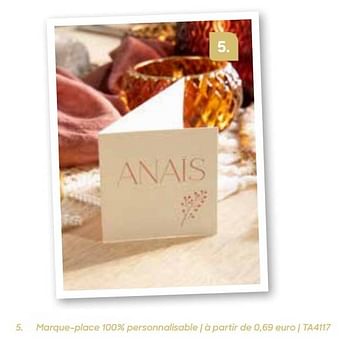 Promotions Marque-place personnalisable - Produit Maison - Ava - Valide de 19/01/2023 à 30/06/2023 chez Ava