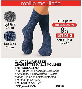 Promotions Lot de 2 paires de chaussettes maille moulinée thermolactyl - Produit Maison - Damart - Valide de 01/02/2023 à 15/06/2023 chez Damart
