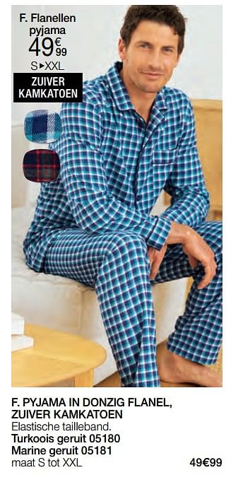 Promoties Flanellen pyjama - Huismerk - Damart - Geldig van 01/02/2023 tot 15/06/2023 bij Damart