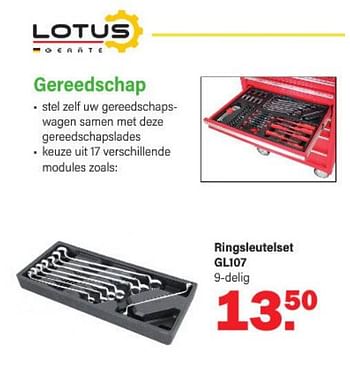 Promoties Gereedschap ringsleutelset gl107 - Lotus Geräte - Geldig van 09/01/2023 tot 28/01/2023 bij Van Cranenbroek