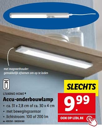 Promoties Accu-onderbouwlamp - Livarno - Geldig van 30/01/2023 tot 04/02/2023 bij Lidl